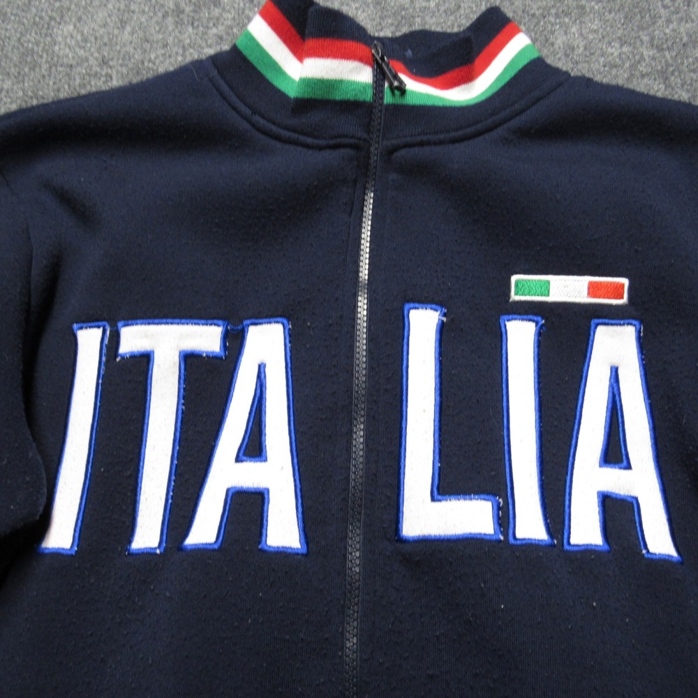 Italia Track Jacket Mens XL Navy Blue Full Zip Embroidered Soccer Italy Flag
